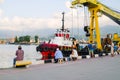 BATUMI, GEORGIA - August 8, 2016: The Sea Port is the favorite place of the local fishermen, coming here every day with the friend