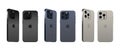 Batumi, Georgia - December 13, 2023. Iphone 15 Pro model. Set of different color. Vector
