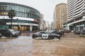 27.11.2023, Batumi, Georgia: flooded street in Batumi after a storm and heavy rain