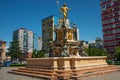 BATUMI, GEORGIA: Golden statue of Neptune in front of Batumi Drama Theater in Batumi.