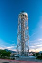 Batumi, Georgia - January 18, 2024: Alphabet Tower against the blue sky