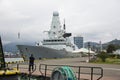 Batumi, Georgia - June 27, 2021, British Navy destroyer HMS Defender is moored in the Georgian port of Batumi Royalty Free Stock Photo