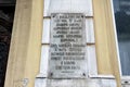 BATUMI, GEORGIA - JUNE 28, 2023: Memorial plaque on the building wall with information that the Batumi Revolutionary Committee,