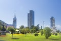 Batumi, Georgia - June 30, 2018: Modern Skyscraper Residential House On Blue Sky Background In Batumi, Adjara, Georgia