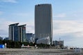 BATUMI, GEORGIA - JUNE 28, 2023: View of the modern high-rise buildings of Marriott and Hilton hotels in the center of Batumi