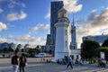 BATUMI, GEORGIA - JUNE 25, 2023: View of the small white Lighthouse near the embankment of Batumi