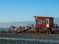 Lifeguard booth on the beach. Ambulance station in the resort. Beach safety