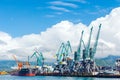 Batumi, Georgia. May 10, 2022: panorama of the seaport.