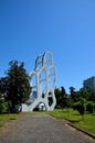 Geometric white concrete art sculpture in gardens Batumi Georgia