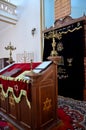 Altar prayer area with menorah hanukkah Star of David at synagogue Batumi Georgia