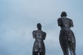 Batumi, Georgia : 10-11-2022 : The modern moving sculpture of Ali and Nino by Tamar Kvesitadze on the port embankment in Batumi,