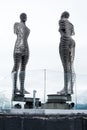 Batumi, Georgia : 10-11-2022 : The modern moving sculpture of Ali and Nino by Tamar Kvesitadze on the port embankment in Batumi,