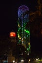 BATUMI, GEORGIA: Night landscape with an Alphabetic Tower and a Lighthouse in the lighting in Batumi.