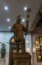 A bronze statue of a Roman Legionnaire stands in front of the Colosseum restaurant in Batumi city - the capital of Adjara in