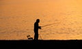 Batumi. Georgia - October 12, 2020:Fishermen on the Black Sea coast in Batumi Royalty Free Stock Photo