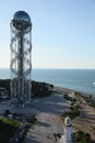 Batumi, Georgia - October 12, 2022: Picturesque view of Alphabetic Tower near sea Royalty Free Stock Photo