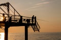 Batumi. Georgia - September 26, 2020:Fishermen on the Black Sea coast in Batumi Royalty Free Stock Photo