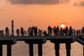 Batumi. Georgia - September 28, 2020:Fishermen on the Black Sea coast in Batumi Royalty Free Stock Photo