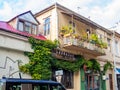 Streets of the southern city. Ivy on the building. Resort place. Streets of Batumi. House overgrown with greenery. Beautiful