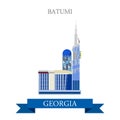 Batumi in Georgia vector flat attraction landmarks