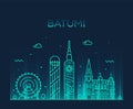 Batumi skyline Georgia vector city linear style