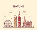 Batumi skyline Georgia vector city linear style