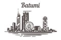 Batumi skyline sketch. Batumi, Georgia hand drawn illustration