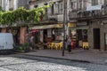 Batumi. Georgia - September 2, 2014. Small authentic Batumi street with a small market and a cafe.