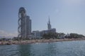 Batumi, View From Sea to the city embankment. sunny day