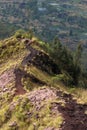 Batur volcano and Agung mountain panoramic view at sunrise from Kintamani Royalty Free Stock Photo