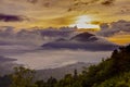Batur volcano sunrise, Bali, Indonesia. Sunrise serenity mountain landscape Royalty Free Stock Photo