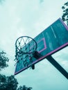 Baturaja, Indonesia - Apr 2021. basketball on the field with the team in the afternoon during a pandemic.