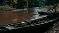 BatuFishermen look for fish along the river using traditional boats. Royalty Free Stock Photo