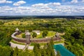 Baturyn Fortress with the Seym River in Chernihiv region of Ukraine aerial view Royalty Free Stock Photo