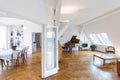 batutiful home interior - living room, dining area in attic apartment