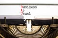 BAU business as usual symbol. Concept words BAU business as usual typed on the old retro typewriter on a beautiful white Royalty Free Stock Photo