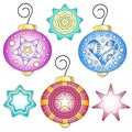 Bauble collection with stars and heart Royalty Free Stock Photo