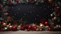 Christmas Background with Ornaments, Baubles, Globes AI Generated Illustration