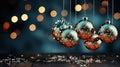 Christmas Background with Ornaments, Baubles, Globes AI Generated Illustration