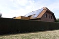 Bauernhaus unter Sonnenenergie am Otternhagener Moor. Royalty Free Stock Photo