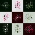 Bauhaus art composition. Set of decorative modular vector wallpapers with circles and grid. Retro style patterns Royalty Free Stock Photo