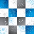 Bauhaus art, set of modular vector wallpapers made using circles Royalty Free Stock Photo