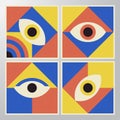 Bauhaus eye mosaic geometry vector decorative illustrations Collection Abstract minimalist modular flat art templates