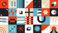 Bauhaus geometric brutalism elements. Modern basic bold forms, abstract dynamic shapes simple design. Vector