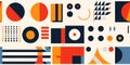 Bauhaus geometric brutalism elements set. Modern basic bold forms, abstract shapes design simple pattern