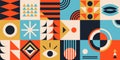 Bauhaus geometric brutalism elements set. Modern basic bold forms, abstract shapes design simple pattern. Vector