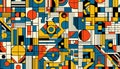 A Bauhaus geometric fabric, Ai generated image Royalty Free Stock Photo