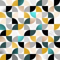 Bauhaus geometric seamless pattern. Abstract geometry background. Modern mural. Scandinavian modernism. Swiss style. Circle shape. Royalty Free Stock Photo