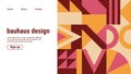 Bauhaus landing page. Geometric pattern. Abstract design. Website template. Colorful minimalist business web banner. Collage art.