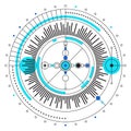 Bauhaus style circular element. Retro tech diagram